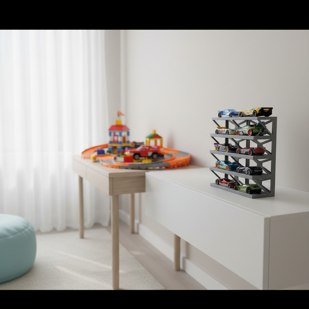 Faber Lux 10 Car - Multi-Tier Toy Car Display Rack (Hot Wheels compatible) - Grey view 2